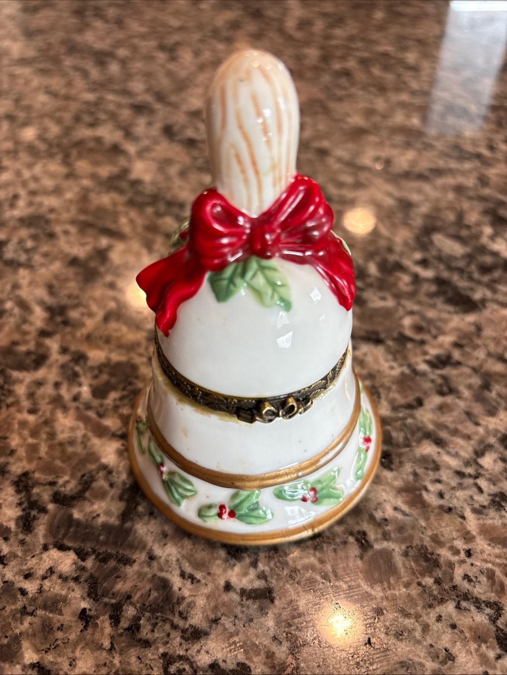 HERCO Vintage Porcelain Holiday Bell Hinged Trinket Box